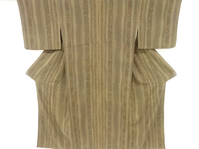 JAPANESE KIMONO / VINTAGE KOMON KIMONO / SILK / CHIRIMEN / WAVY STRIPE